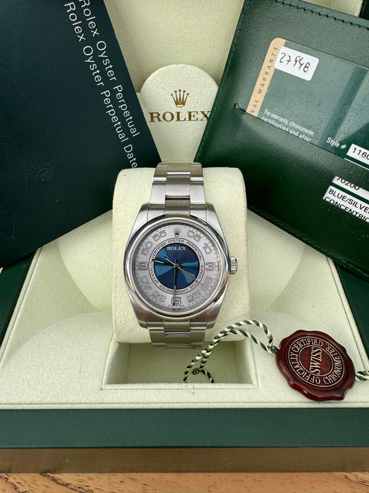 Rolex Oyster Perpetual 36 FULL SET BLUE SILVER CONCENTRIC