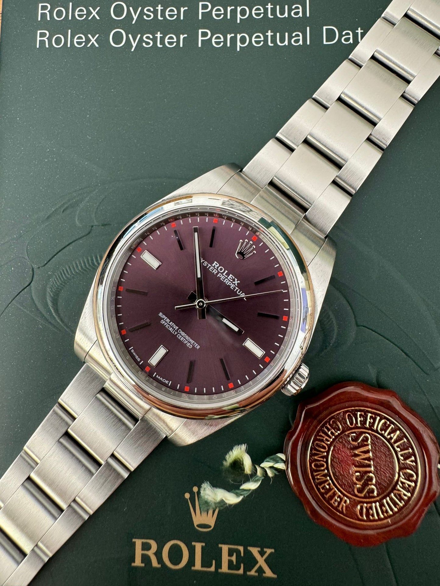 Rolex Oyster Perpetual 39 FULL SET GRAPE PURPLE 2015